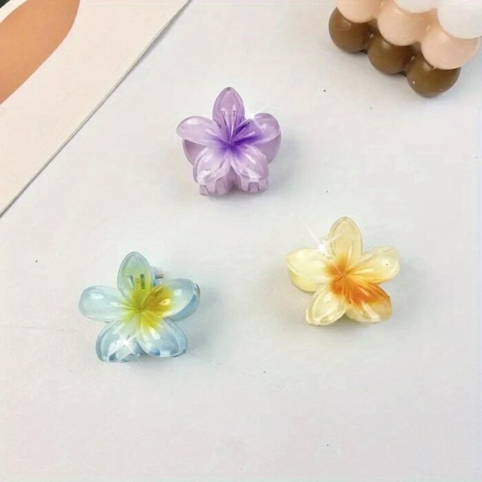[Sweet | Colored] 6pcs Sweet Colored Frangipani Flower Resin Hair Clips | Suitable For Party, Holiday Hair Styling | Perfect Gifts For Girls - Image 11