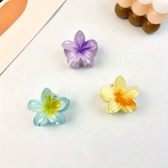 [Sweet | Colored] 6pcs Sweet Colored Frangipani Flower Resin Hair Clips | Suitable For Party, Holiday Hair Styling | Perfect Gifts For Girls - Image 8