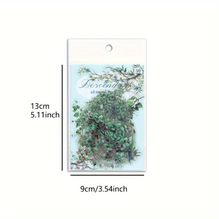 30-Pack Plant Floral Branch PET Decorative Stickers, Mixed Color Self-Adhesive Plastic Craft Embellishments with Crystal Accents, Glossy Finish, Irregular Shapes for Scrapbooking and Journaling - Image 7