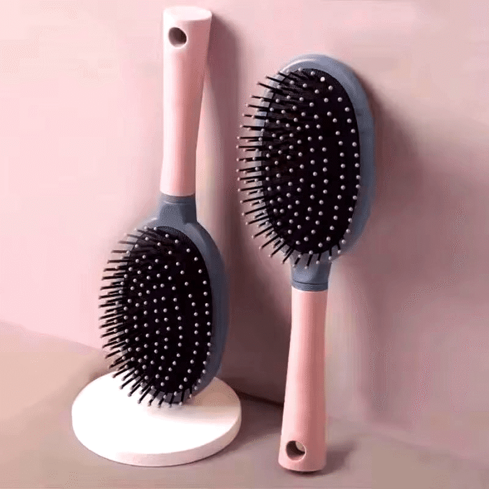 Pink Airbag Comb for Men & Women - Detangling & Massage Brush with Dense Bristles, Ergonomic ABS Plastic Handle for Wet/Dry Hair, Curly/Long Hair Friendly, Scalp Massage Brush | Sleek Style | Lightweight Comb - Image 9