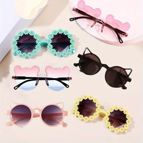 6pcs Cute Square, Bear Ear & Cat Eye Fashion Glasses - Stylish PC Frame & AC Lens, Perfect for Parties, Birthdays, Valentine'S Day, and Easter Gifts, Festive Party Glasses | Playful Design | Decorative Lenses, Without Battery