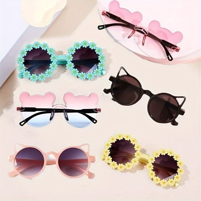 6pcs Cute Square, Bear Ear & Cat Eye Fashion Glasses - Stylish PC Frame & AC Lens, Perfect for Parties, Birthdays, Valentine'S Day, and Easter Gifts, Festive Party Glasses | Playful Design | Decorative Lenses, Without Battery