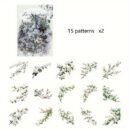 30-Pack Plant Floral Branch PET Decorative Stickers, Mixed Color Self-Adhesive Plastic Craft Embellishments with Crystal Accents, Glossy Finish, Irregular Shapes for Scrapbooking and Journaling