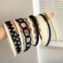 9pcs set of plastic hair ties, black anti-slip hair ties for women and girls, toothed plastic hair ties, Women's hair accessories thin hair ties and hair combs