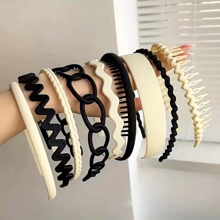9pcs set of plastic hair ties, black anti-slip hair ties for women and girls, toothed plastic hair ties, Women's hair accessories thin hair ties and hair combs - Image 7
