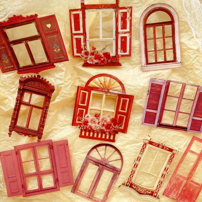 20pcs Retro Cartoon Door and Window PET Stickers, Self-Adhesive Plastic Decals with Glitter Finish, Irregular Shape for Scrapbooking, Bullet Journaling, Junk Journal Decoration, Creative Crafting|Playful Craft Elements|Pet Plastic Stickers, Cute Stickers - Image 12