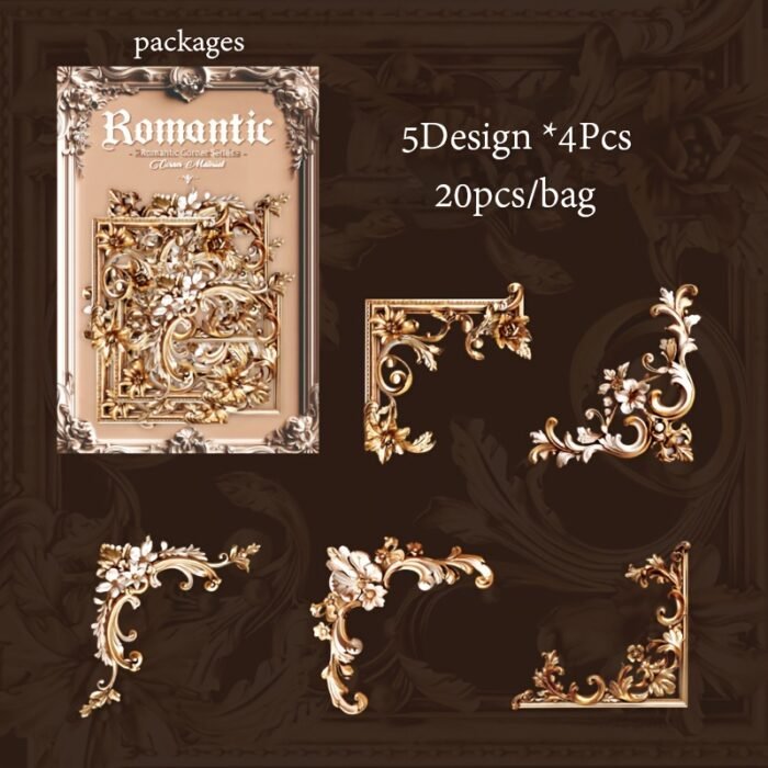 20-Pack Romantic Corner Series Sticker Set, 3D Scrapbooking Embellishments, DIY Craft Paper Niche Decorations for Scrapbooking, Journals, and Gift Decoration Accessories - Image 8