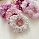 8pcs Elegant Pink & White Check & Floral Hair Ties - Soft Fabric, Non-Slip, Perfect for Buns & Pigtails, Ideal Gift Set for Women, Everyday Hair Accessories | Check Pattern Ties | Elastic Headbands, Hair Accessories Set