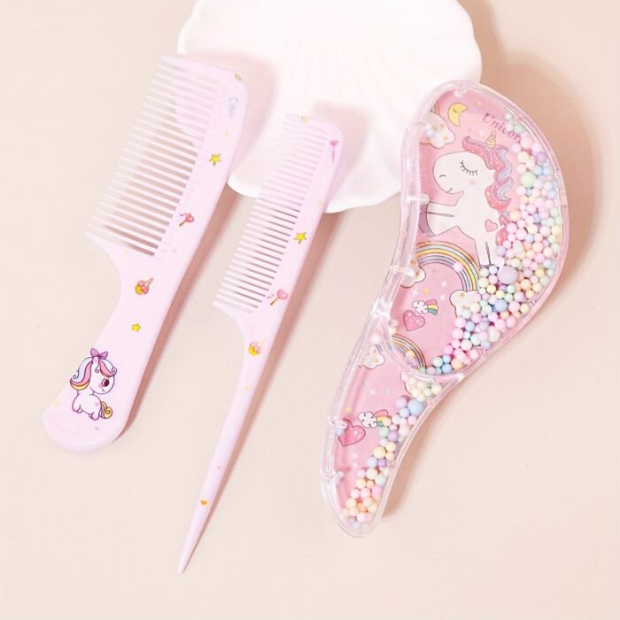 3pcs Cartoon Hair Comb Set - Wet & Dry Use, Detangling & Styling Brushes for All Hair Types, Durable ABS Plastic Handle, Perfect Gift Idea - Image 2