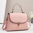 Minimalist Apricot Or Earthy Yellow Handbag with Adjustable Strap, Zipper Closure, Polyester Lining, No Pattern, No Printing, Edge Painted