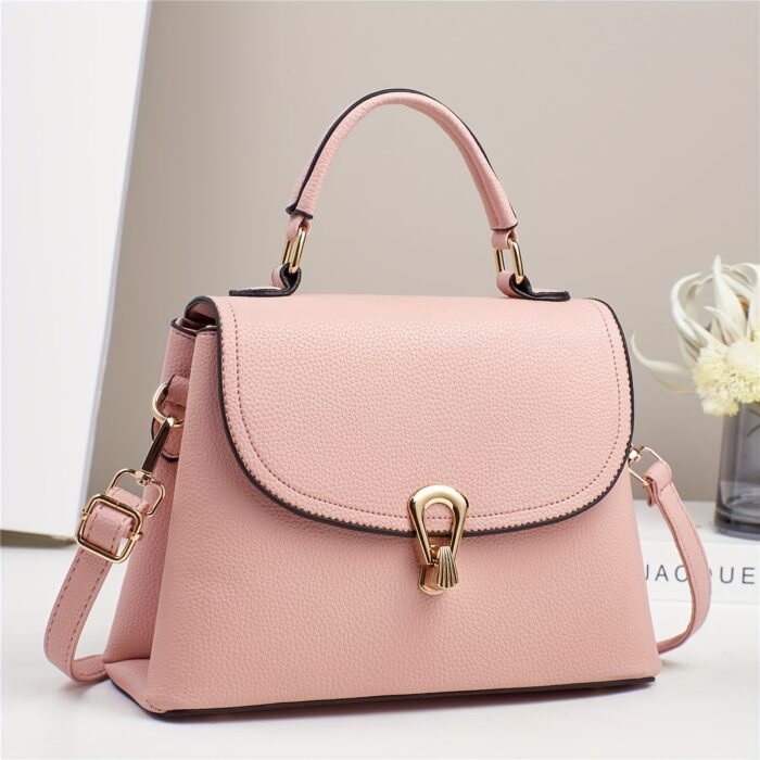 Minimalist Apricot Or Earthy Yellow Handbag with Adjustable Strap, Zipper Closure, Polyester Lining, No Pattern, No Printing, Edge Painted - Image 14