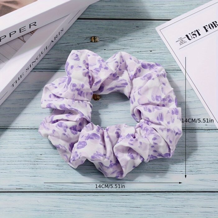 1pc Korean Style Large Floral Scrunchie - Soft Fabric, Ruffled Design, Elastic Hair Band for Women, Perfect for High Ponytails, Beach Outings, and Casual Wear, Ponytail Holder|Floral Print Scrunchie|Easycare Fabric, Cute Hair Accessorie - Image 8