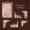 20-Pack Romantic Corner Series Sticker Set, 3D Scrapbooking Embellishments, DIY Craft Paper Niche Decorations for Scrapbooking, Journals, and Gift Decoration Accessories