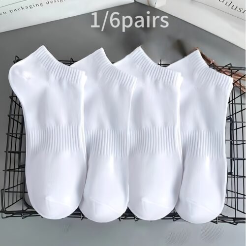 1 pair/6 pairs Women's boat socks spring and summer shallow-cut low-top lightweight breathable sweat-absorbing ankle socks short tube plain color simple soft comfortable Women's socks