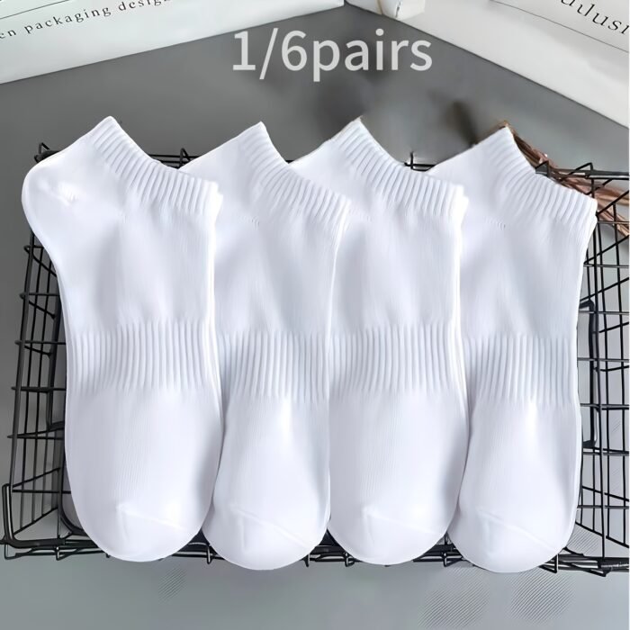 1 pair/6 pairs Women's boat socks spring and summer shallow-cut low-top lightweight breathable sweat-absorbing ankle socks short tube plain color simple soft comfortable Women's socks
