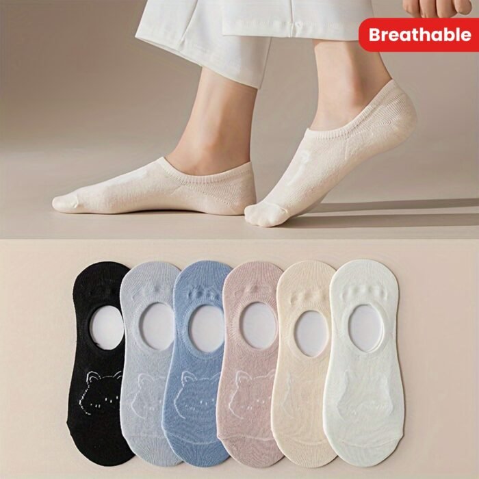 6 Pairs Cartoon Animal Socks, Cute All-match Breathable Invisible Socks, Women's Stockings & Hosiery - Image 16
