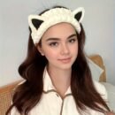 1pc Fluffy Head Band Lovely Kitten Ears Head Hoop Elastic Head Wear Water Absorbent Hair Wear For Face Washing Make Up Skincare