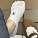 5 Pairs of Japanese Retro Patterned Boat Socks with Cartoon Bows, Short Socks for Female Students, Suitable for Sports And Casual Wear, Low-Cut And Breathable Thin Socks.