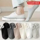 6 Pairs of Minimalist Solid Color Women's Invisible Boat Socks - Suitable for All Seasons