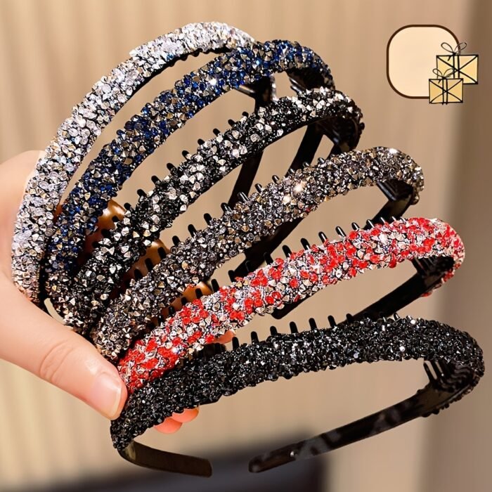 6pcs Lemon Loveo Sparkling Rhinestone Hairbands - Non-Slip, Teeth Grip Headbands for Girls - Perfect Fashion Accessory & Gift - Image 7