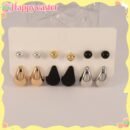 12pcs Elegant & Cute Hoop Earrings Set, 316 Stainless Steel Ear Needle, Non-Allergenic, with Teardrop & Sphere Stud Earrings, Versatile for Daily & Gift Occasions, All Seasons