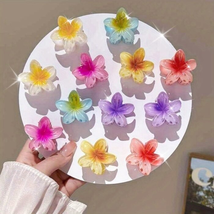 [Sweet | Colored] 6pcs Sweet Colored Frangipani Flower Resin Hair Clips | Suitable For Party, Holiday Hair Styling | Perfect Gifts For Girls - Image 15