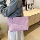 1pc Trendy Nylon Tote Bag with Chain Strap - Lightweight, Casual Style, Zipper Closure, Polyester Lined, Solid Color Shoulder Bag for Everyday Use, Everyday Shoulder Bag|Trendy Tote Bag|Zippered Closure, Small Tote Bag