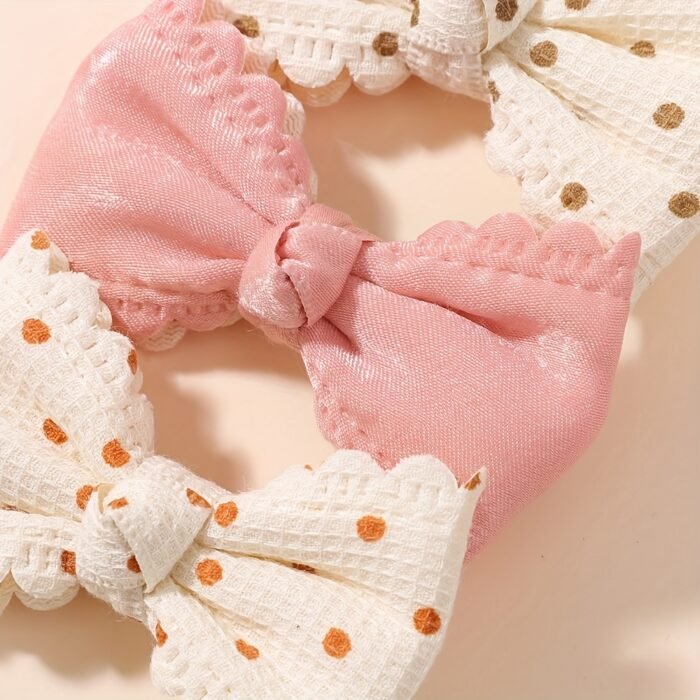 6pcs Bohemian Cream Polka Dot Bow Hair Clips - Soft Polyester, Fashionable and Gentle for Girls, Perfect for Parties, Gatherings, and Casual Attire, Party Hair Accessories|Playful Bow Design|Soft Texture Clips, Cute Hair Accessorie - Image 8