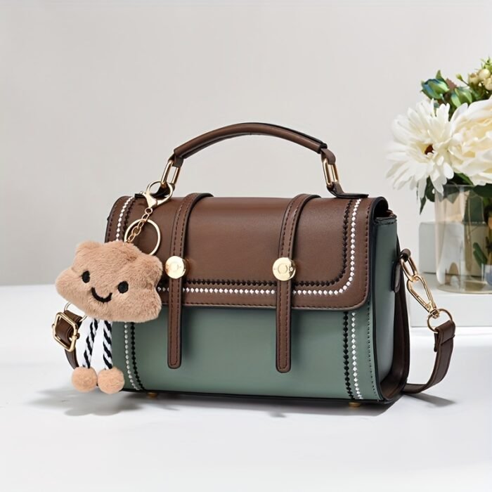 Stylish Women's Synthetic Leather Crossbody Bag - Lightweight, Versatile, and Secure Zip Closure with Adjustable Strap, Black & Brown Two-Tone Design, Perfect for Casual Everyday Use - Image 5