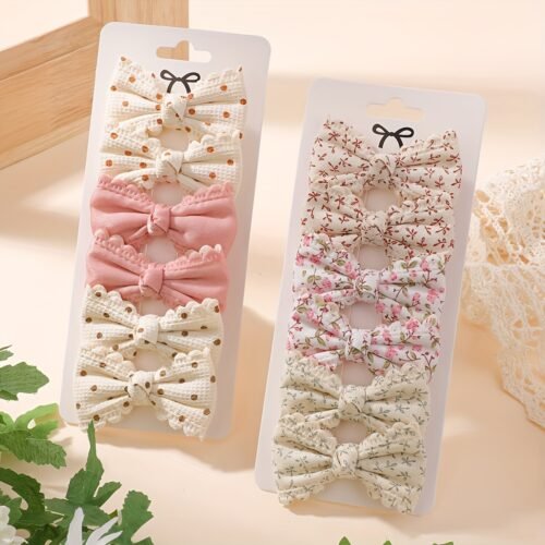 6pcs Bohemian Cream Polka Dot Bow Hair Clips - Soft Polyester, Fashionable and Gentle for Girls, Perfect for Parties, Gatherings, and Casual Attire, Party Hair Accessories|Playful Bow Design|Soft Texture Clips, Cute Hair Accessorie