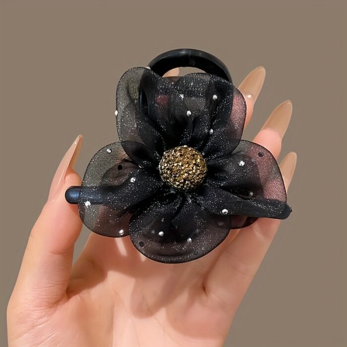 New Shark Clip Bubble High-end Hairpin with Water Flowers and Mesh for Women in Summer, Available in 3 Colors - Image 7