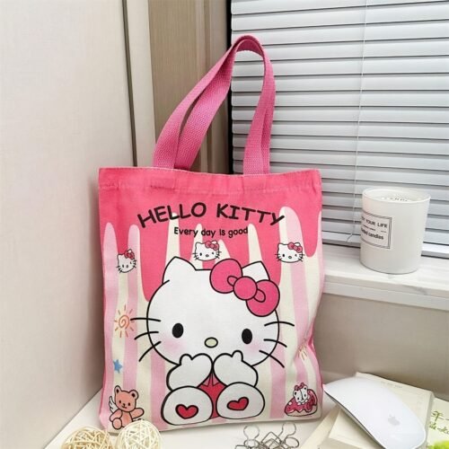 Sanrio Kuromi Tote Bag, Large Capacity Polyester Handbag, Cute Cartoon Lunch Box Carrier, Uncharged, Hand Washable, Ladies' Student Tutoring Bag