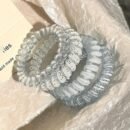 Pack of 4 Korean Jelly Color Telephone Cord Hair Ties Cute and Fresh Non-Damaging High Elasticity Headband for Women