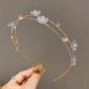 1pc Sweet Style Zinc Alloy Cherry Blossom Hairband, Pink Floral Double Layer Dress Up Headband for Women and Girls, Fashion Solid Color Hair Accessory for Wedding Festivals