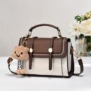 Stylish Women's Synthetic Leather Crossbody Bag - Lightweight, Versatile, and Secure Zip Closure with Adjustable Strap, Black & Brown Two-Tone Design, Perfect for Casual Everyday Use