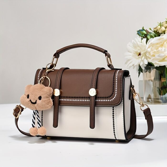 Stylish Women's Synthetic Leather Crossbody Bag - Lightweight, Versatile, and Secure Zip Closure with Adjustable Strap, Black & Brown Two-Tone Design, Perfect for Casual Everyday Use - Image 9