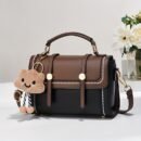 Stylish Women's Synthetic Leather Crossbody Bag - Lightweight, Versatile, and Secure Zip Closure with Adjustable Strap, Black & Brown Two-Tone Design, Perfect for Casual Everyday Use