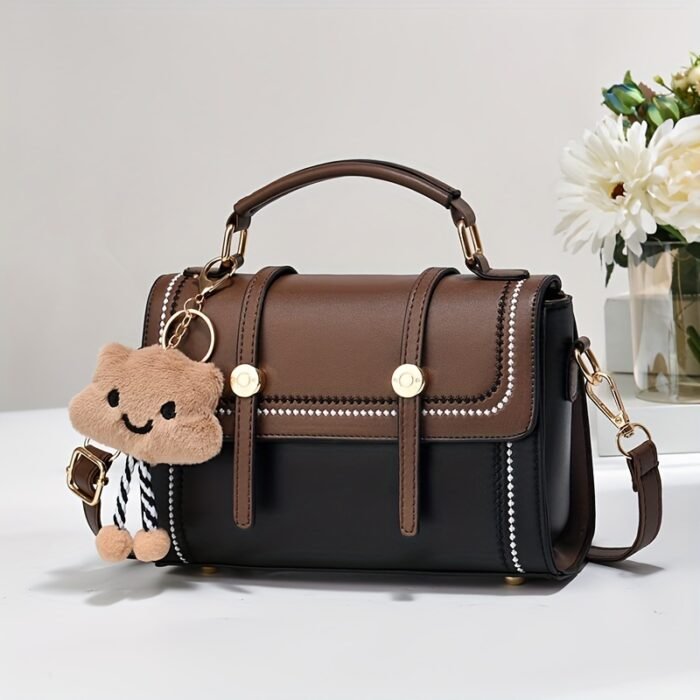 Stylish Women's Synthetic Leather Crossbody Bag - Lightweight, Versatile, and Secure Zip Closure with Adjustable Strap, Black & Brown Two-Tone Design, Perfect for Casual Everyday Use - Image 7