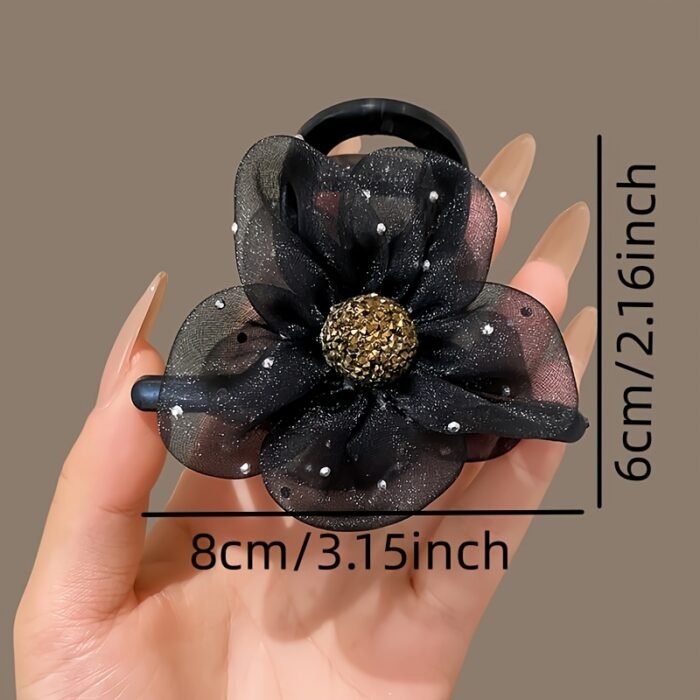 New Shark Clip Bubble High-end Hairpin with Water Flowers and Mesh for Women in Summer, Available in 3 Colors - Image 4