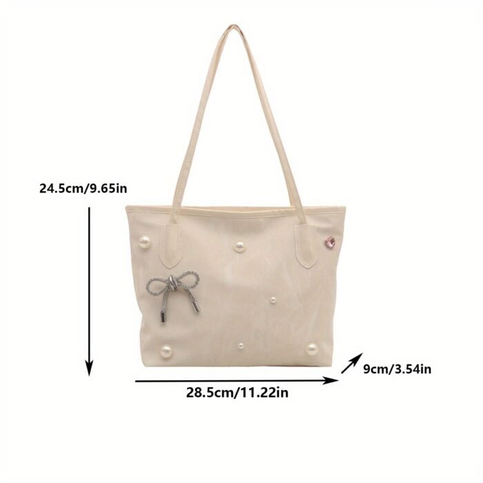 3 Colors Available Tote Bag - Black, Silvery, White Options with Multi-Element Premium Bow Women's Bag 20 New Styles for Students and Office Commuters' Fashionable Totes, Best Gift for Friends or Girlfriend - Image 8
