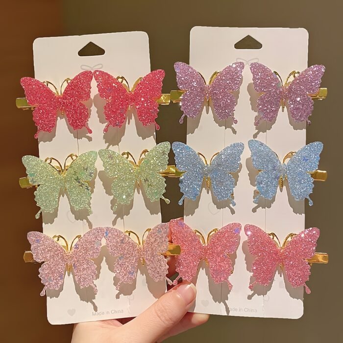 12pcs Colorful Butterfly Hair Clips - Stylish Polyester Headwear Accessories for Teens, Vibrant Pastel Colors, Perfect for Casual Attire & Special Occasions like Easter, Valentine'S Day, and Campus Events, Cute Hair Accessorie - Image 4