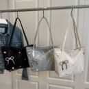 3 Colors Available Tote Bag - Black, Silvery, White Options with Multi-Element Premium Bow Women's Bag 20 New Styles for Students and Office Commuters' Fashionable Totes, Best Gift for Friends or Girlfriend