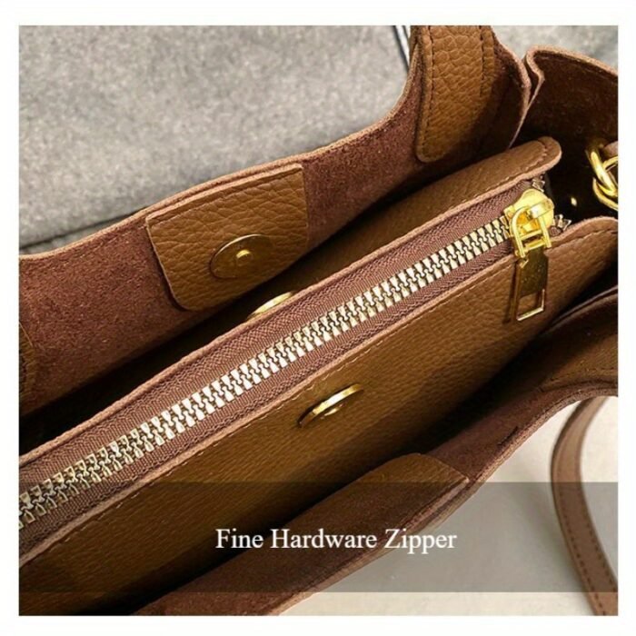 Chic Black Shoulder Bag with Golden-Tone Hardware & Decorative Pendant - Trendy Bucket Style, Versatile for All Occasions, Hand Wash Only, Ladies Handbags - Image 8