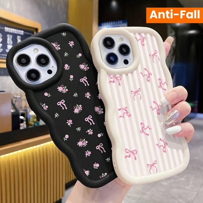 3 Pieces of Large Wave Edge Bow Silicone Anti-Fall Mobile Phone Case Suitable for Apple Mobile Phone - Image 12