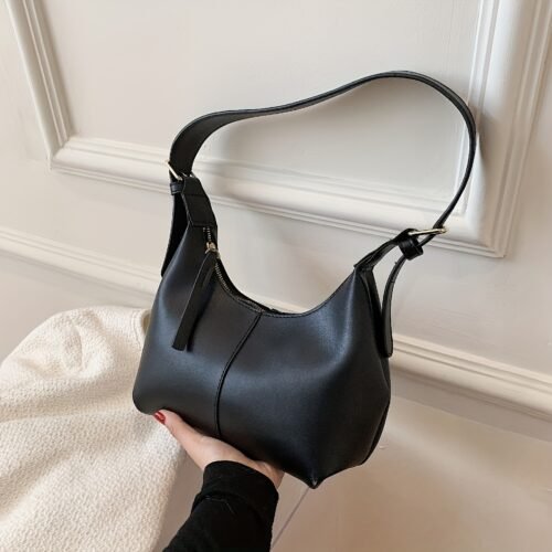 Women's Vintage Crossbody Shoulder Bag - Minimalist Solid Color Design with Golden-Tone Hardware, Zipper Closure & Adjustable Strap, Khaki/Light Brown//Black for Everyday Casual & Formal Use, Crossbody Purse