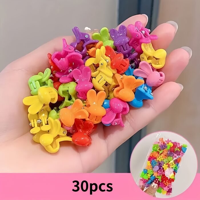 30 colorful small flower hair clips, children's butterfly and star hair clips, cute and sweet hair accessories - Image 9