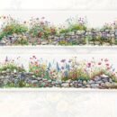 [Vibrant Washi Tape] Vibrant Mixed Colors Floral Wall Decor Washi Tape | PET Sticker Roll for DIY Crafts, Scrapbooking, and Journaling with Stone Wall Design, Scrapbook Stickers