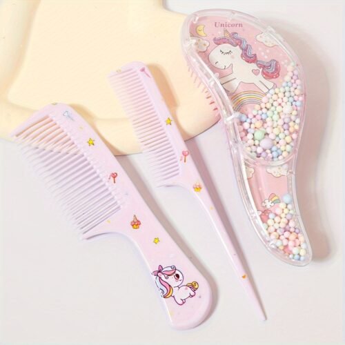 3pcs Cartoon Hair Comb Set - Wet & Dry Use, Detangling & Styling Brushes for All Hair Types, Durable ABS Plastic Handle, Perfect Gift Idea