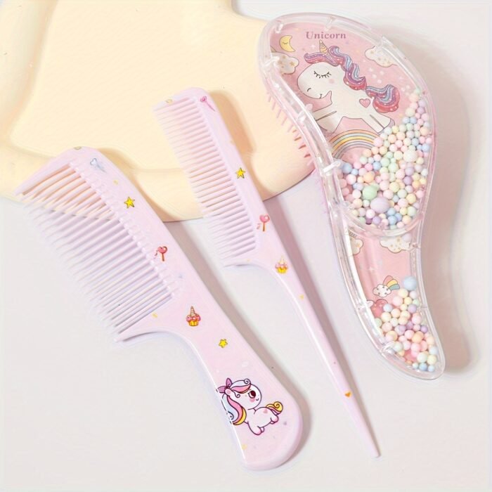 3pcs Cartoon Hair Comb Set - Wet & Dry Use, Detangling & Styling Brushes for All Hair Types, Durable ABS Plastic Handle, Perfect Gift Idea