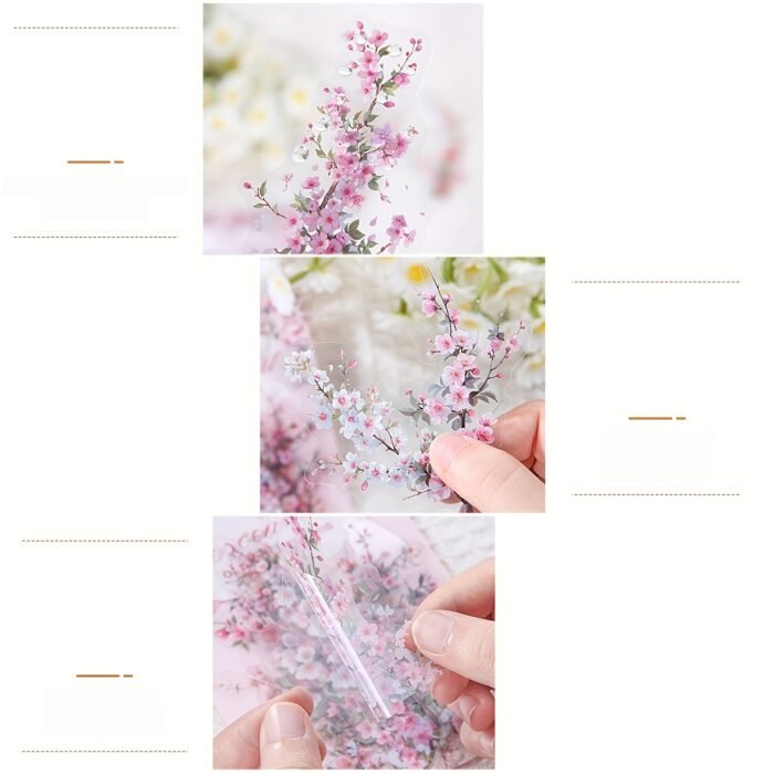 30-Pack Plant Floral Branch PET Decorative Stickers, Mixed Color Self-Adhesive Plastic Craft Embellishments with Crystal Accents, Glossy Finish, Irregular Shapes for Scrapbooking and Journaling - Image 19